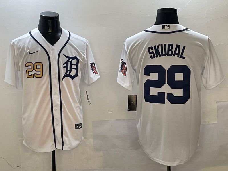 Men Detroit Tigers #29 Skubal White Game 2025 Nike MLB Jersey style 2